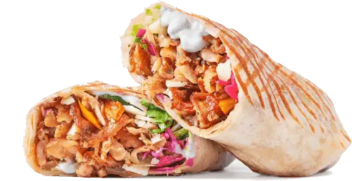 Wrap kebab avec pita, légumes et sauce, restaurant Berlin.